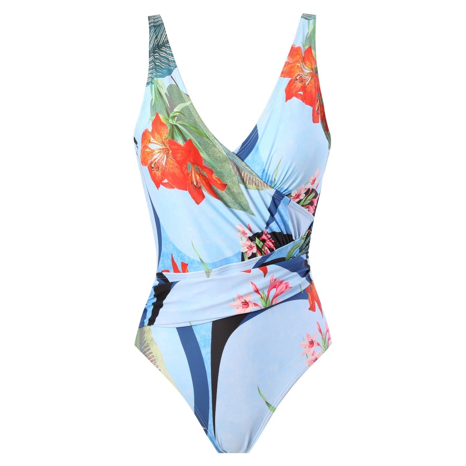 Two Piece Set Swimsuit Cross Belly Covering Printed Backless Sheath Dress Swimsuit Bella Mia